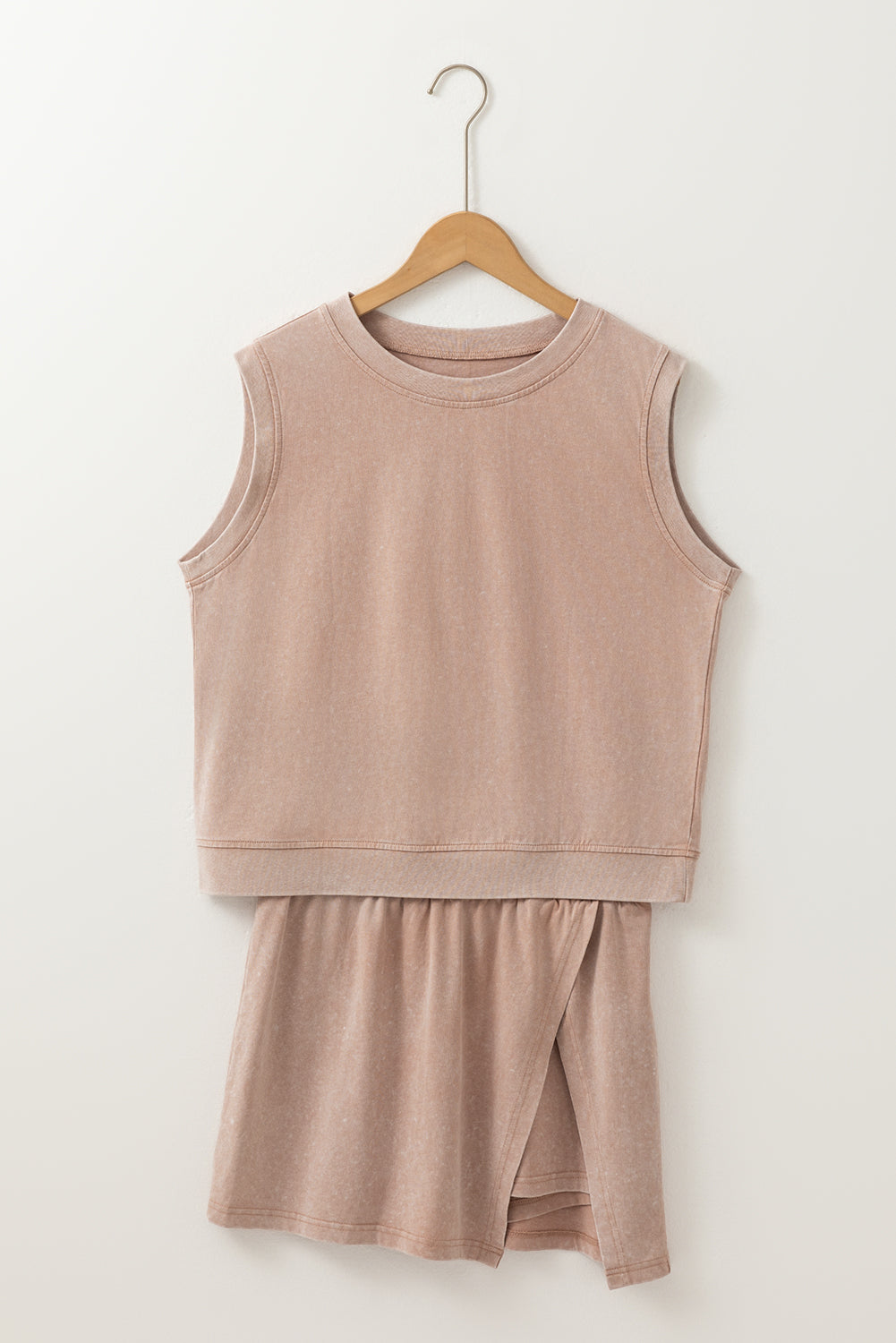 Mineral Wash Cotton Tank Top and Skort Set
