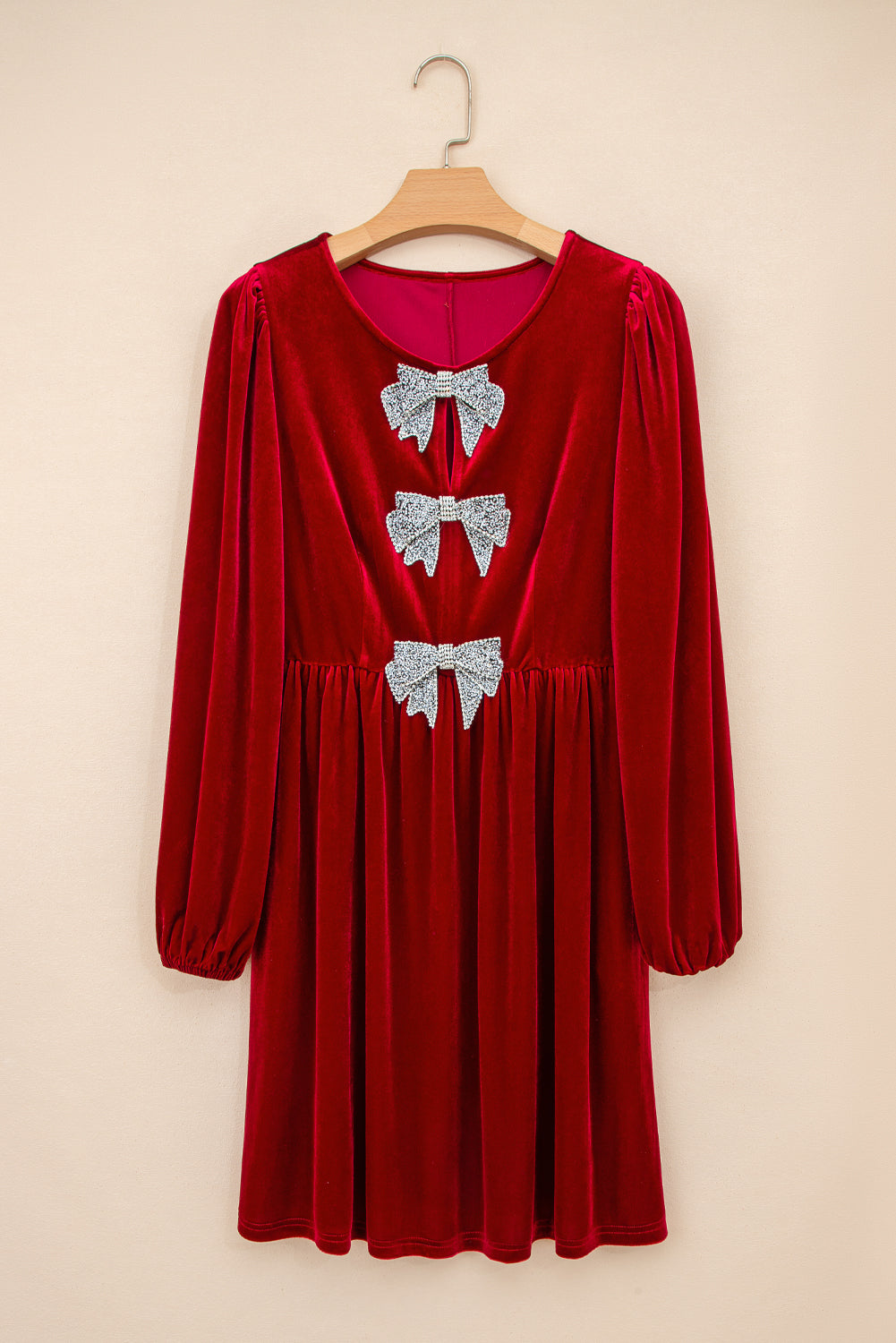 Pre Order/ Arrives in 3 Weeks! Bow Velvet Mini Dress