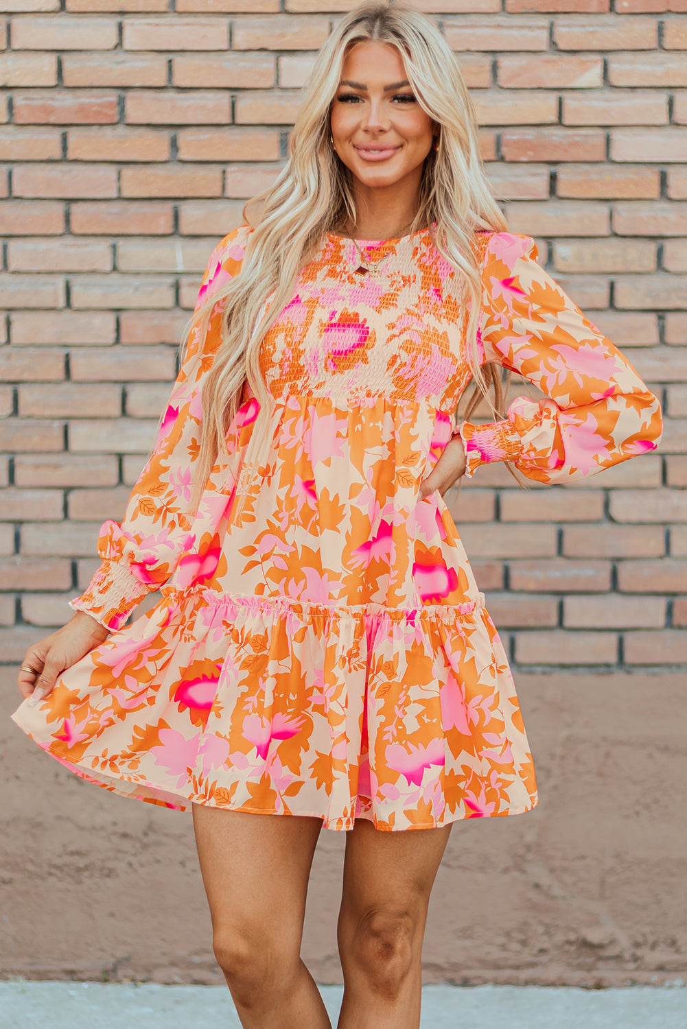 Sunset Sleeve Ruffle Mini Dress
