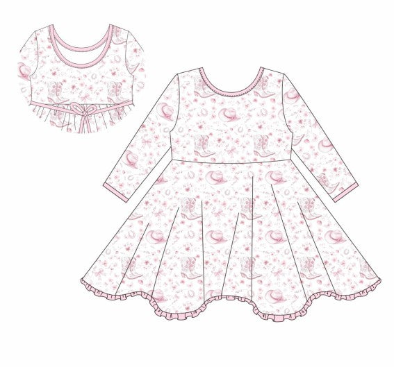 Premium pink boots bamboo dress