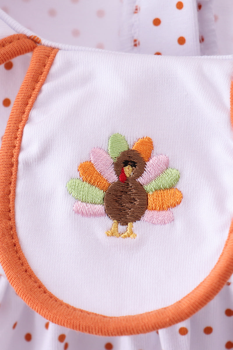 Premium orange turkey embroidery ruffle pants set