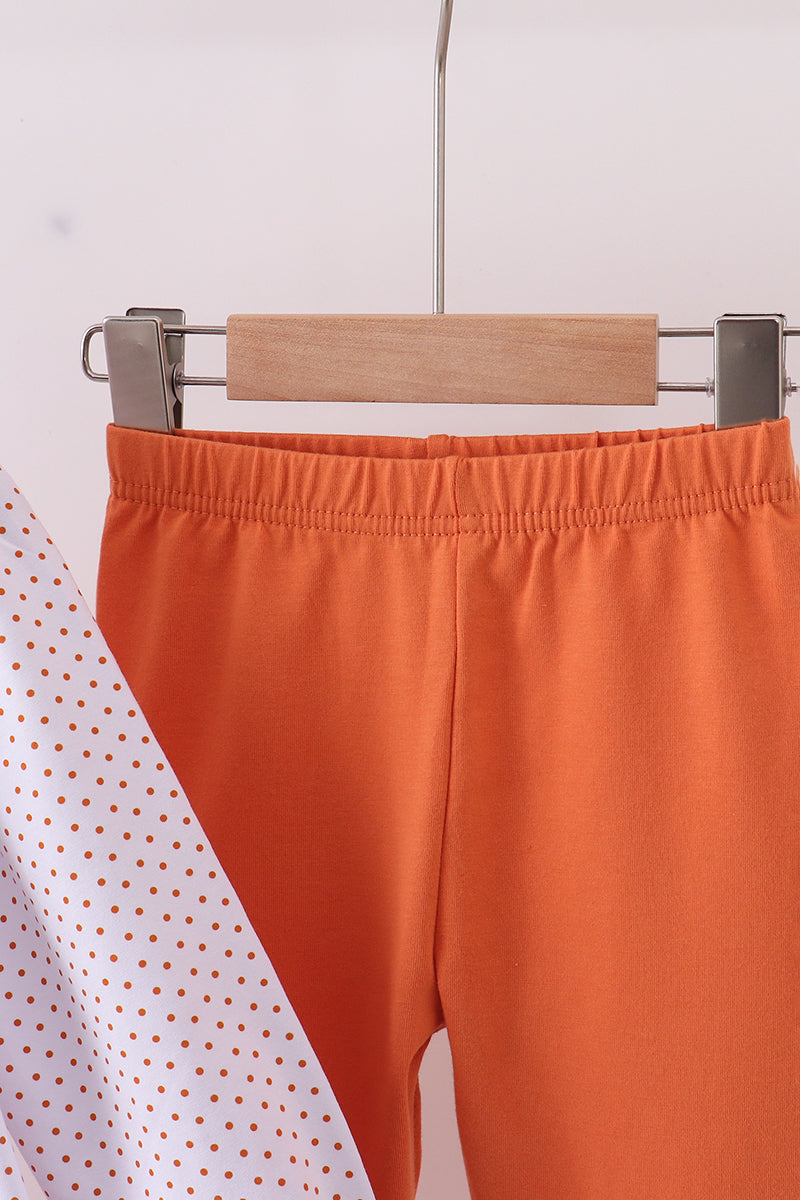 Premium orange turkey embroidery ruffle pants set
