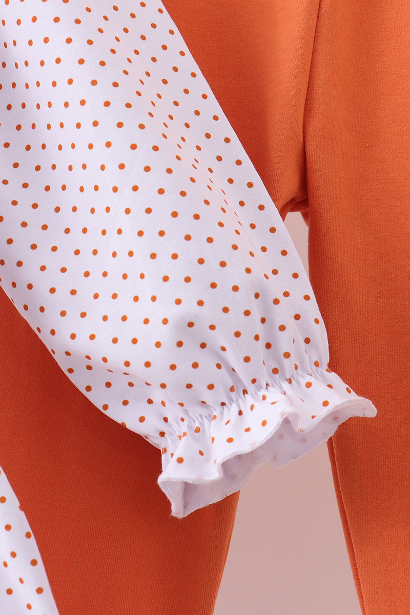 Premium orange turkey embroidery ruffle pants set