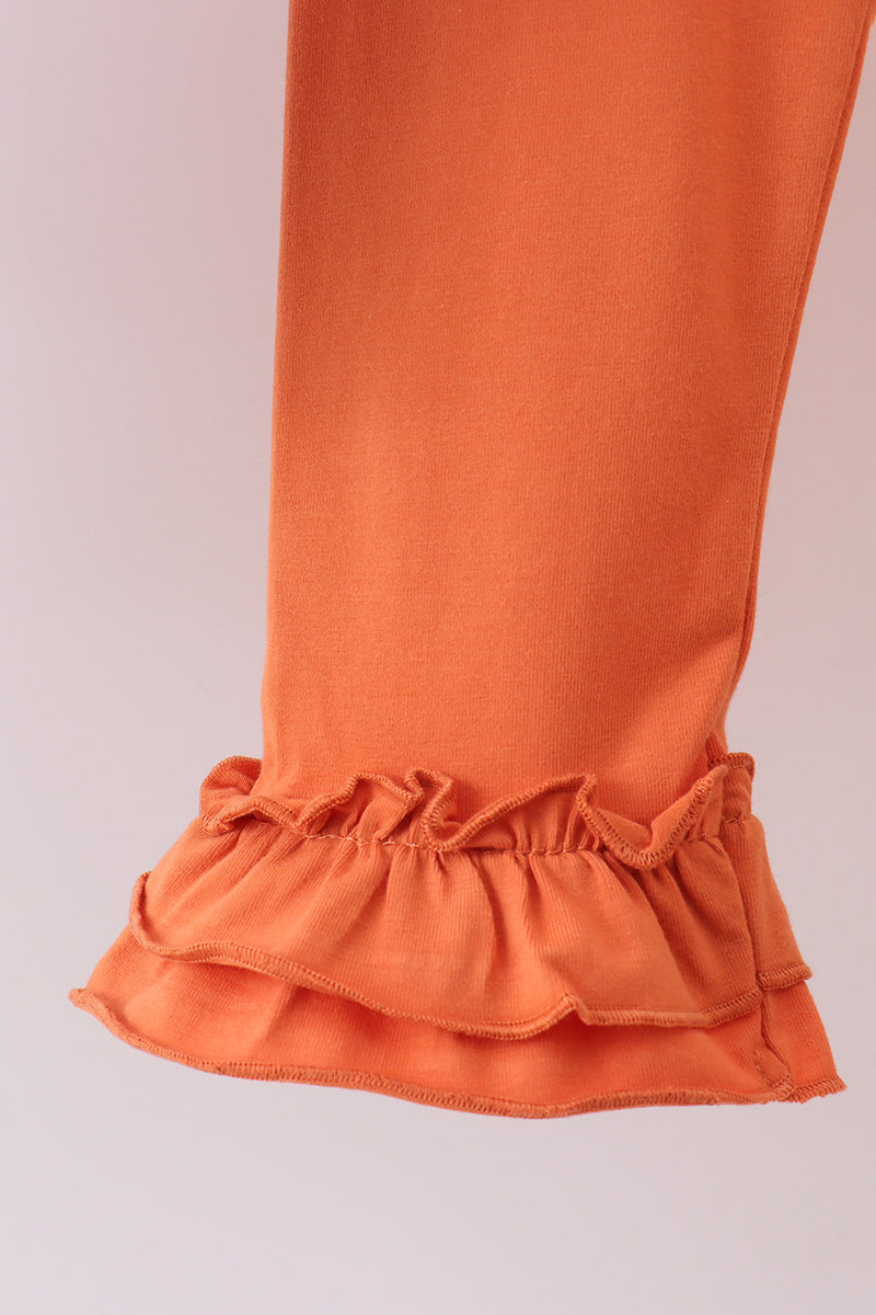 Premium orange turkey embroidery ruffle pants set