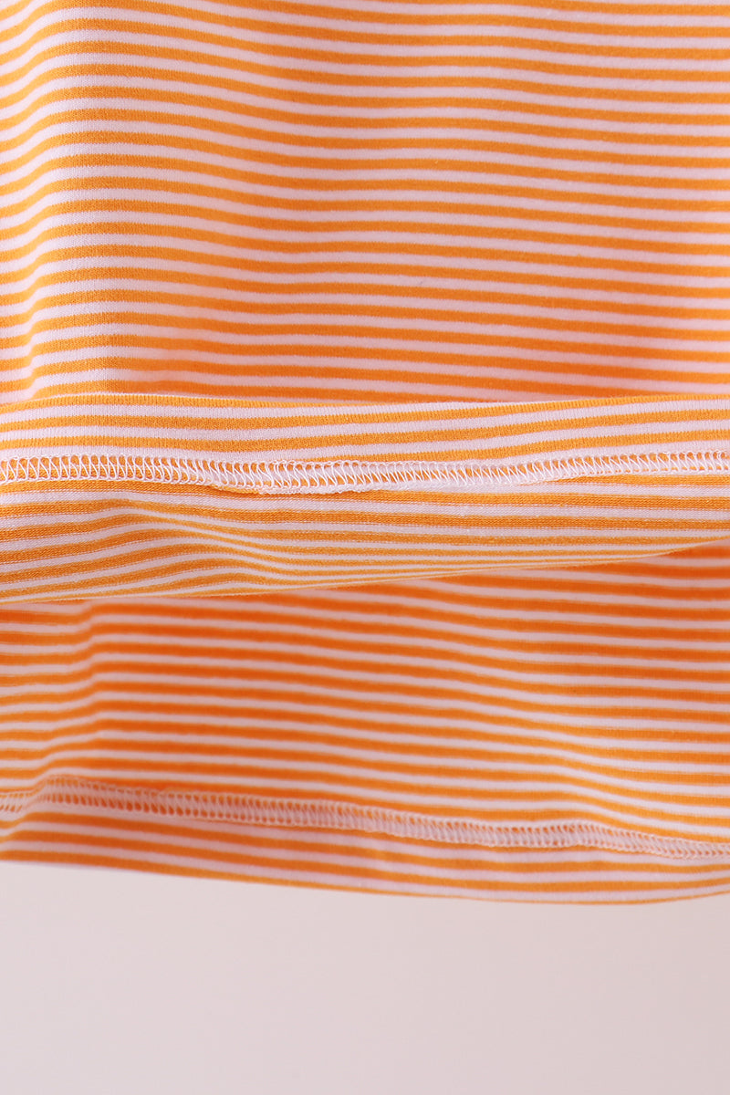 Premium orange turkey embroidery stripe top