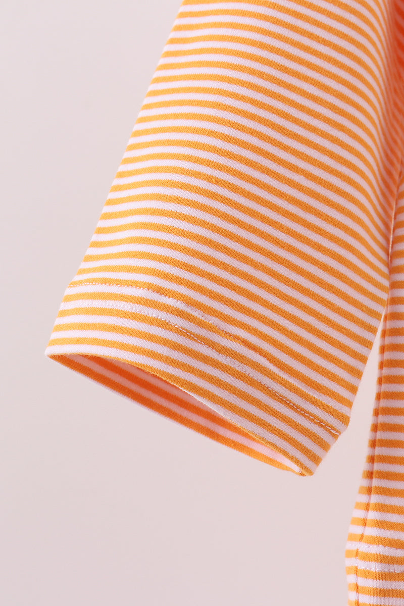 Premium orange turkey embroidery stripe top