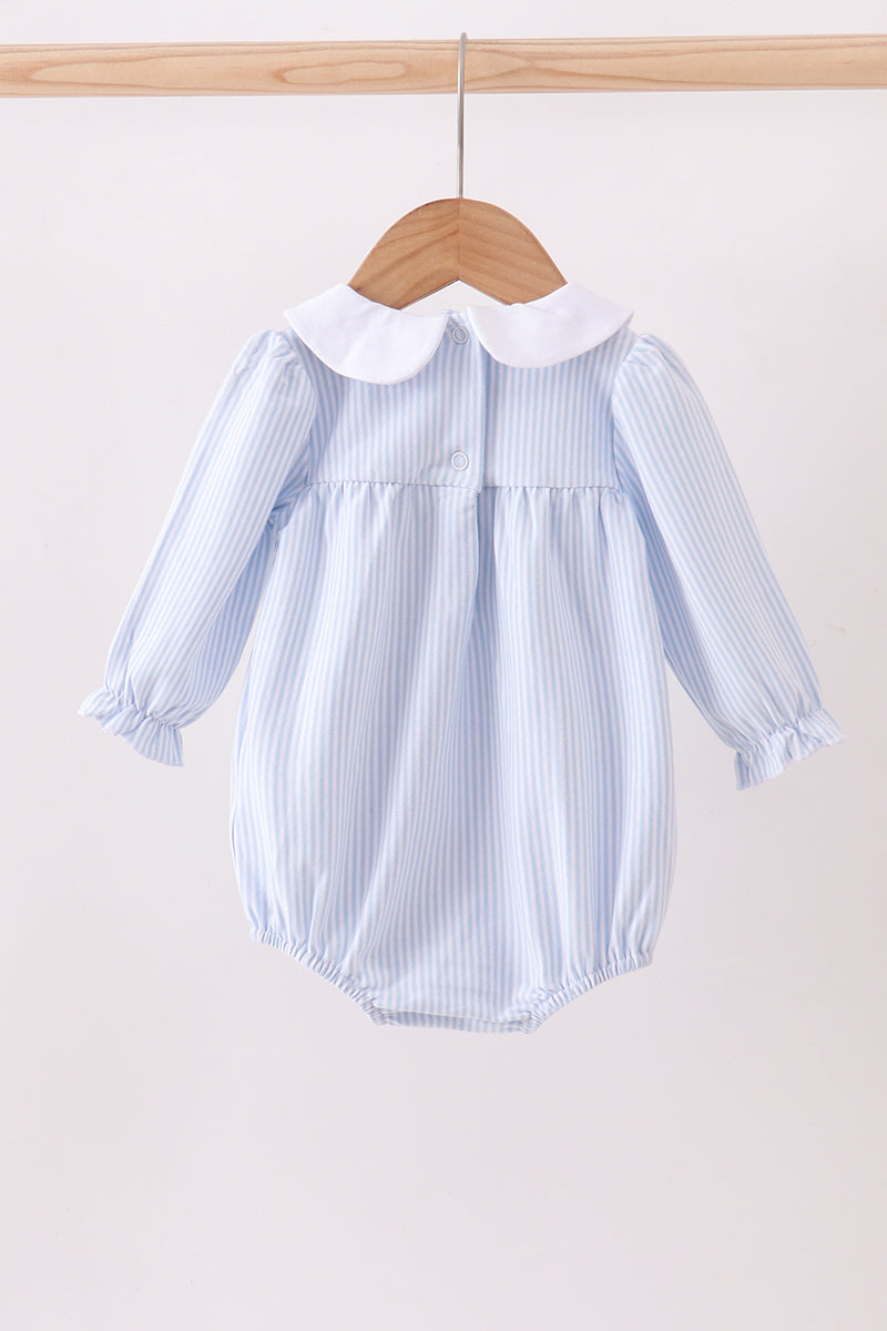 Premium blue stripe bow embroidery bubble