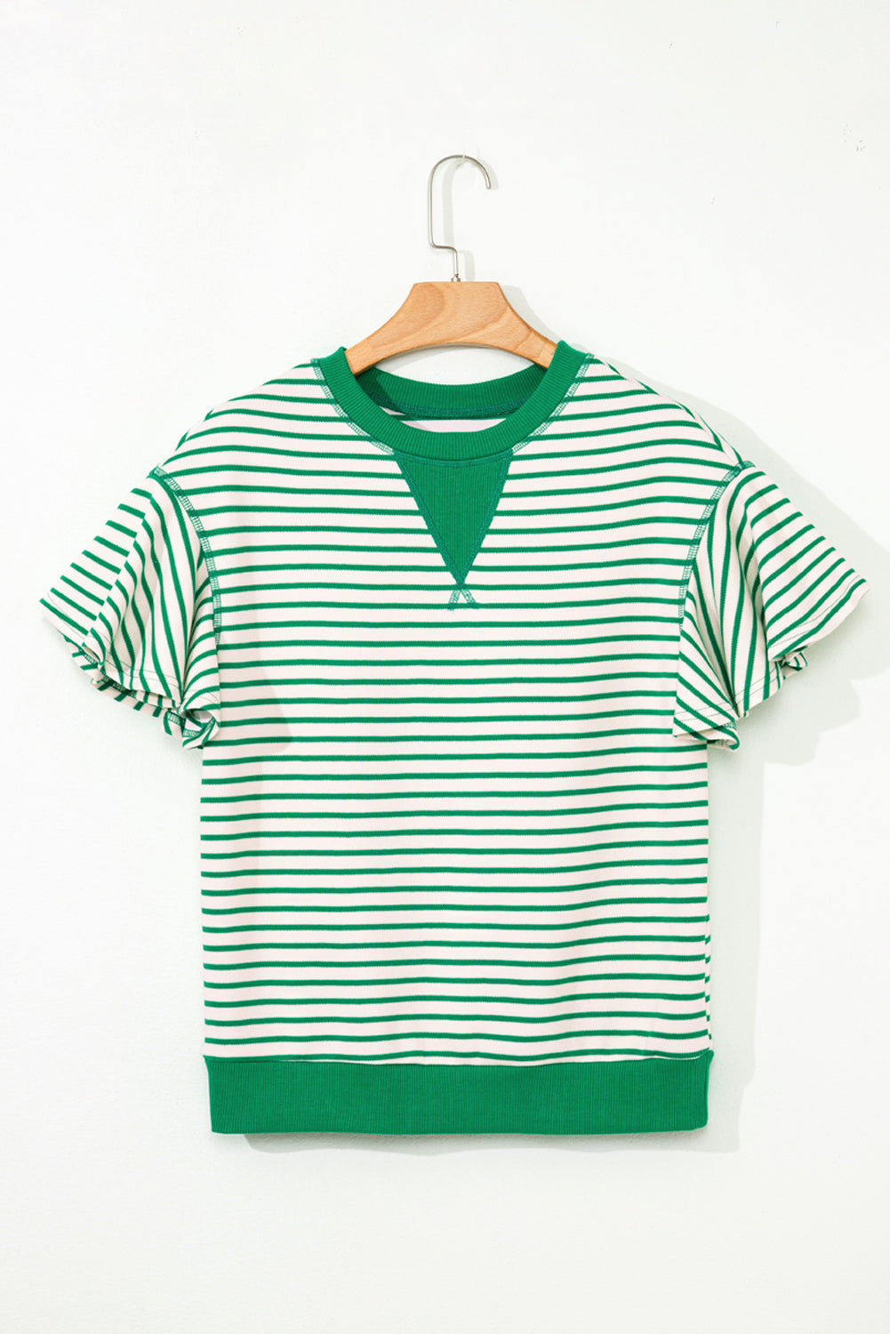 Striped Ruffle Short Sleeve Top