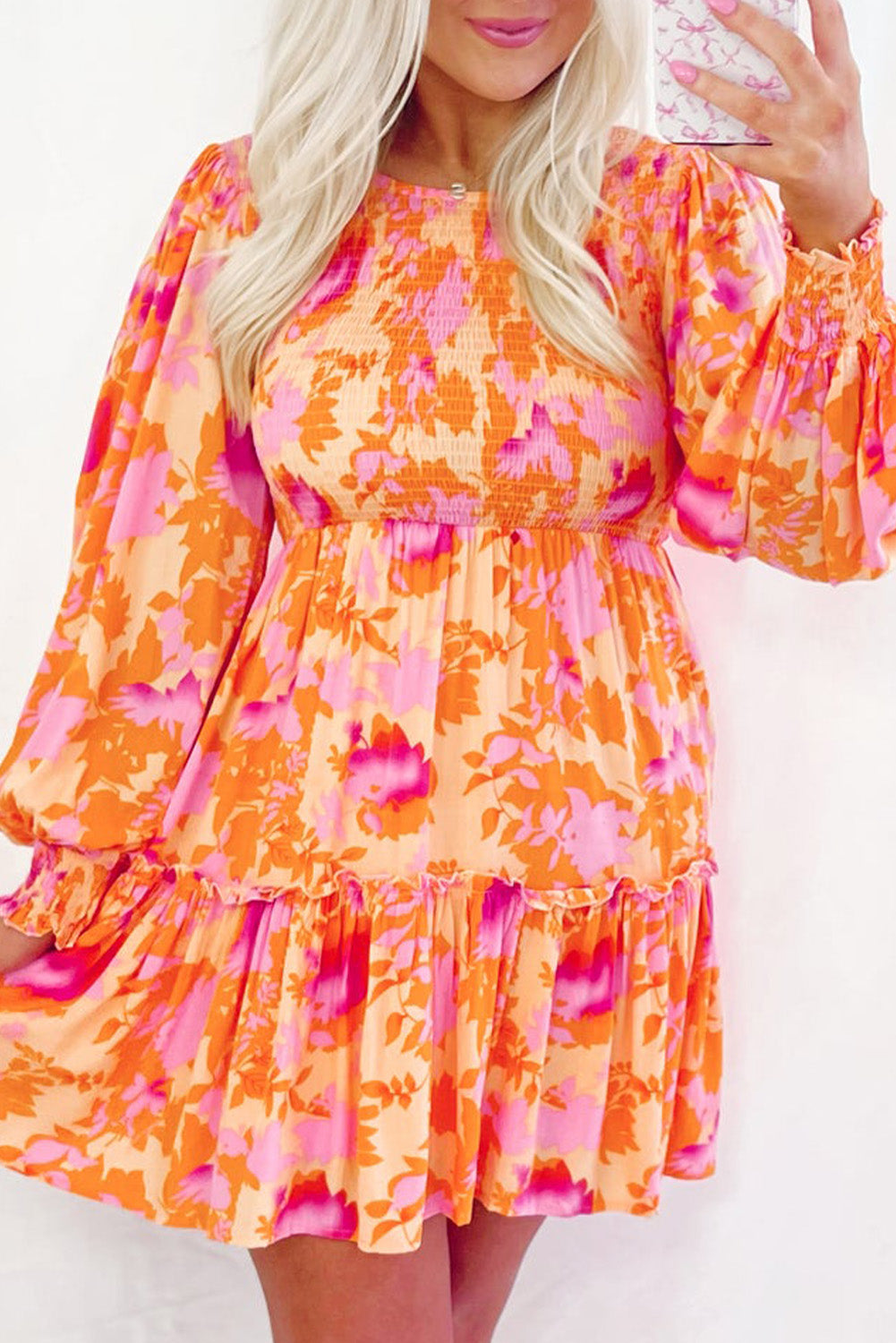Sunset Sleeve Ruffle Mini Dress