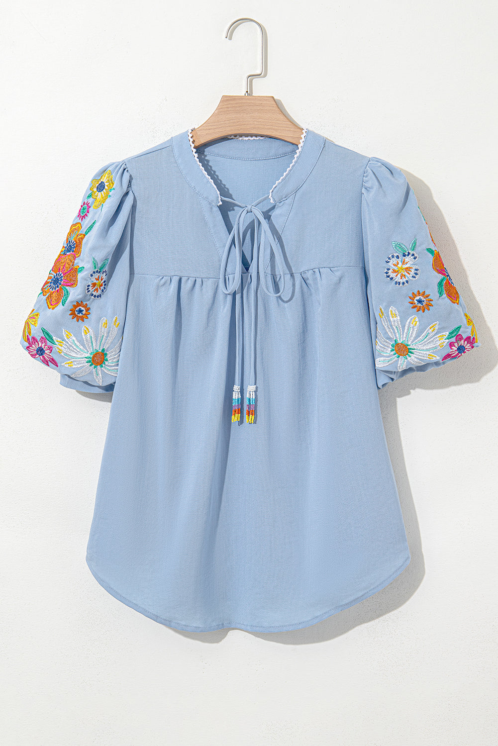 Embroidered Puff Sleeve Blouse