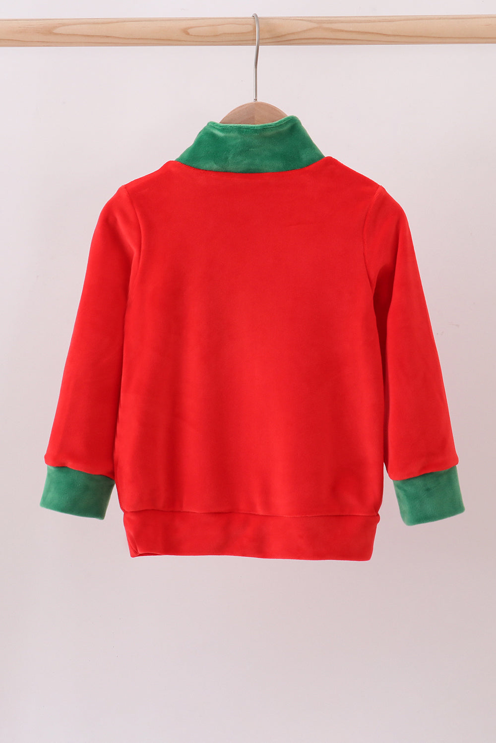 Red nutcracker embroidery velvet pullover