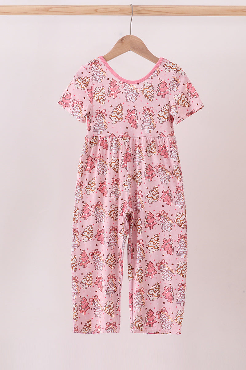 Pink christmas tree bamboo jumpsuit