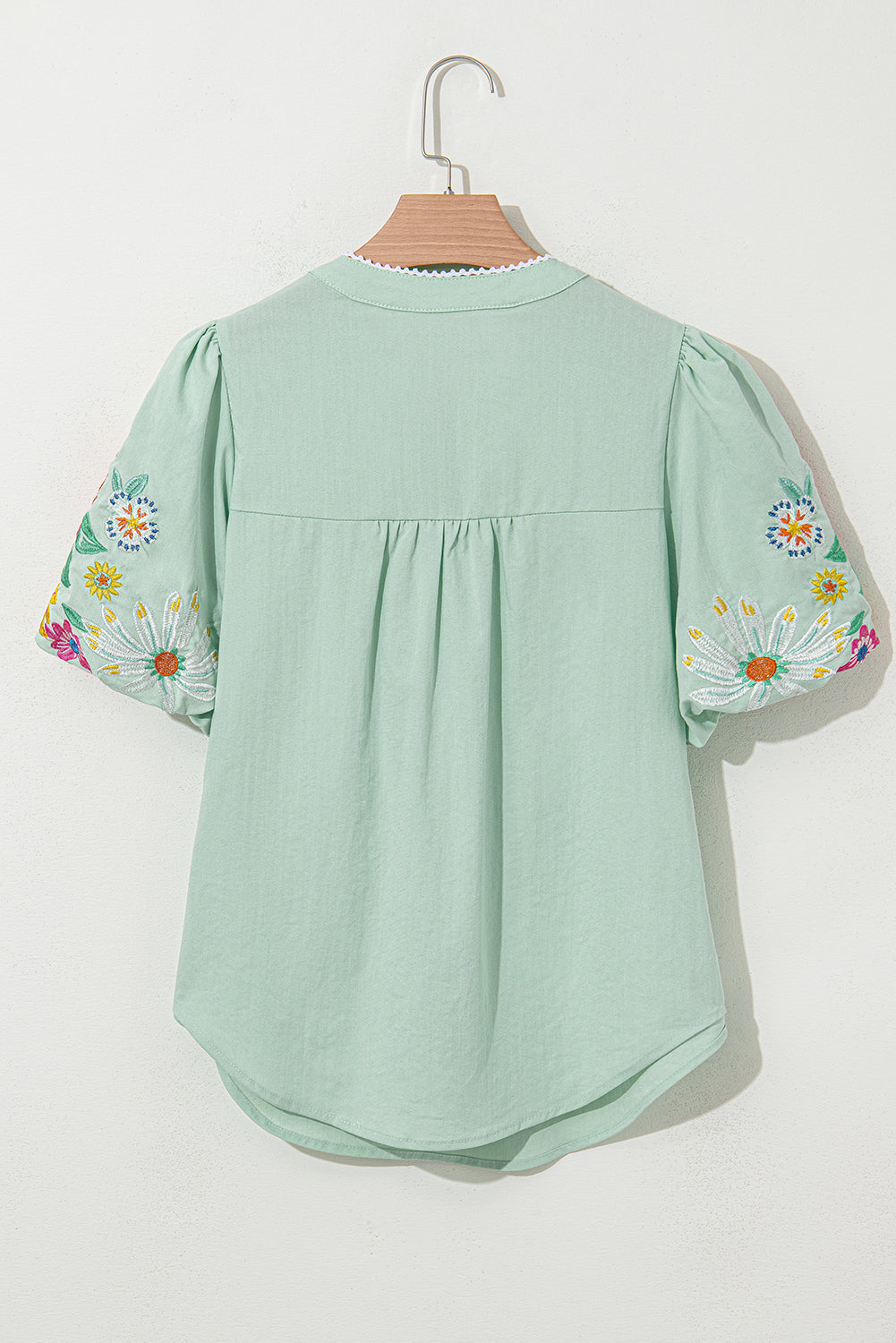Embroidered Puff Sleeve Blouse
