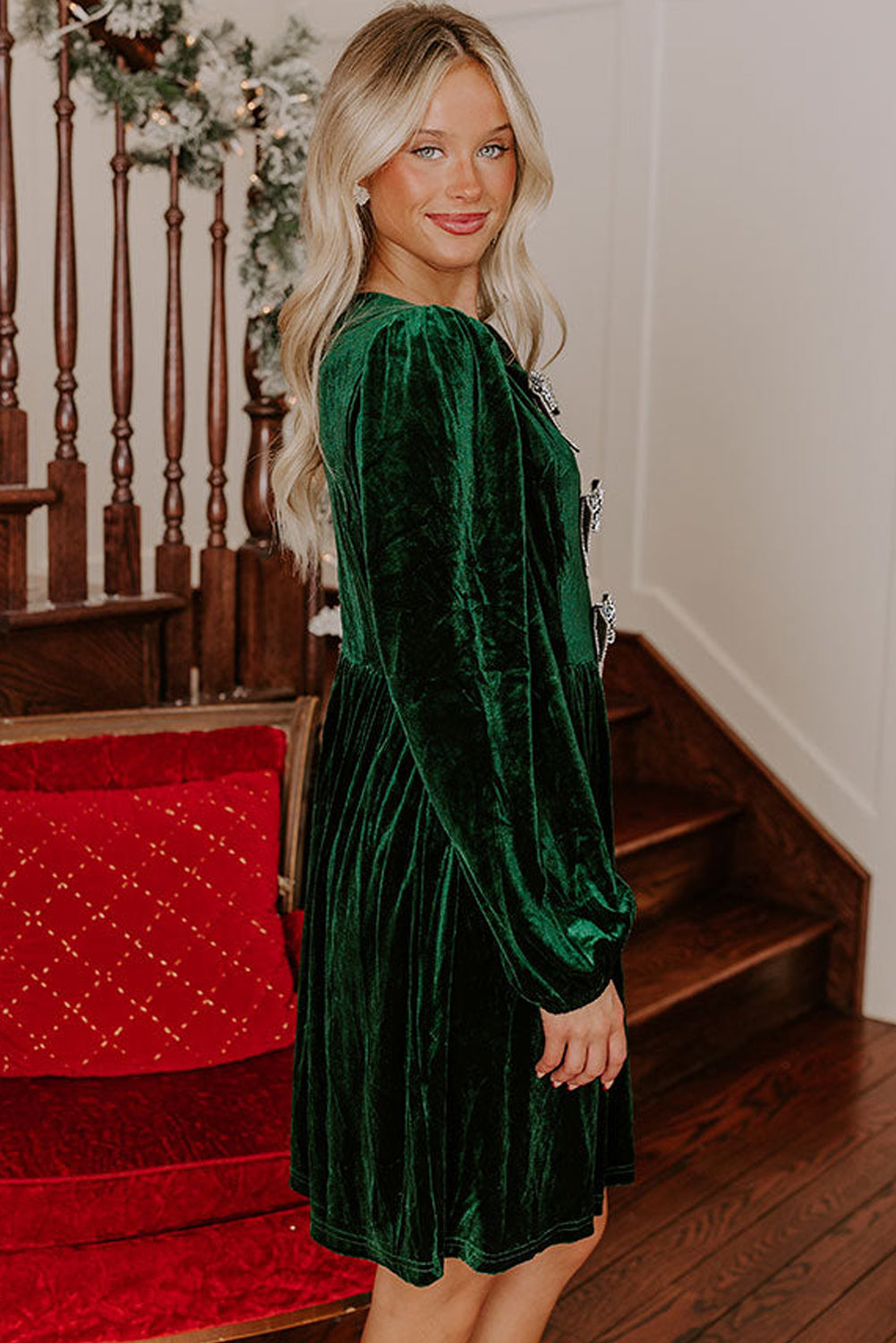 Pre Order/ Arrives in 3 Weeks! Bow Velvet Mini Dress