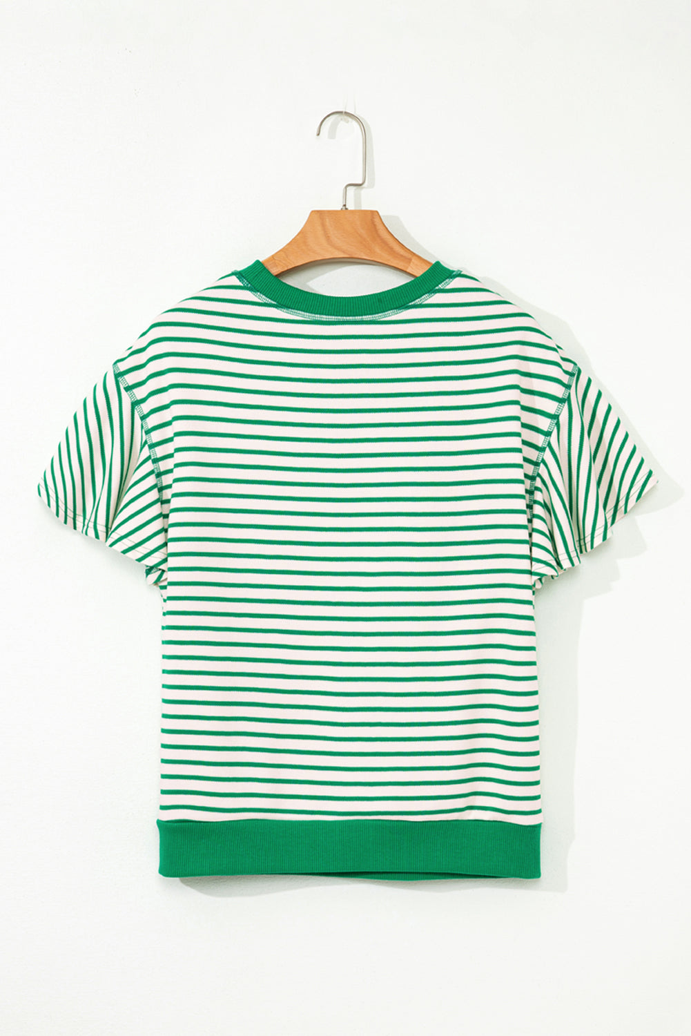Striped Ruffle Short Sleeve Top