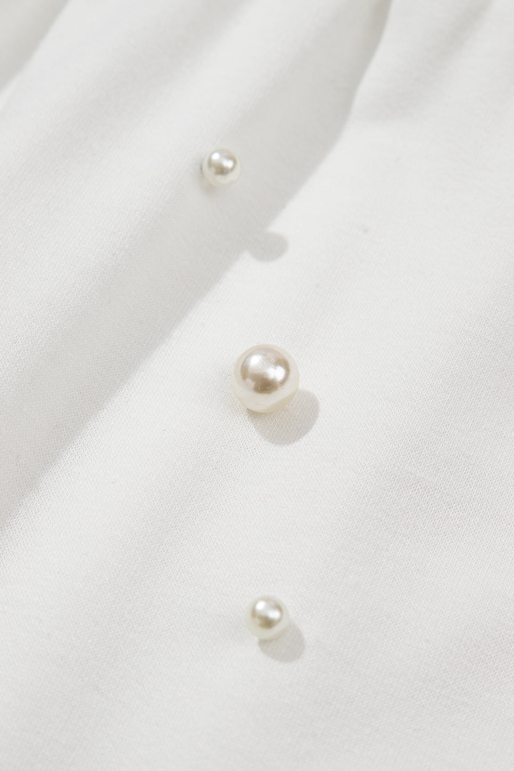Bow Trim Pearl Puff Sleeve Blouse and Skort 2pcs Set