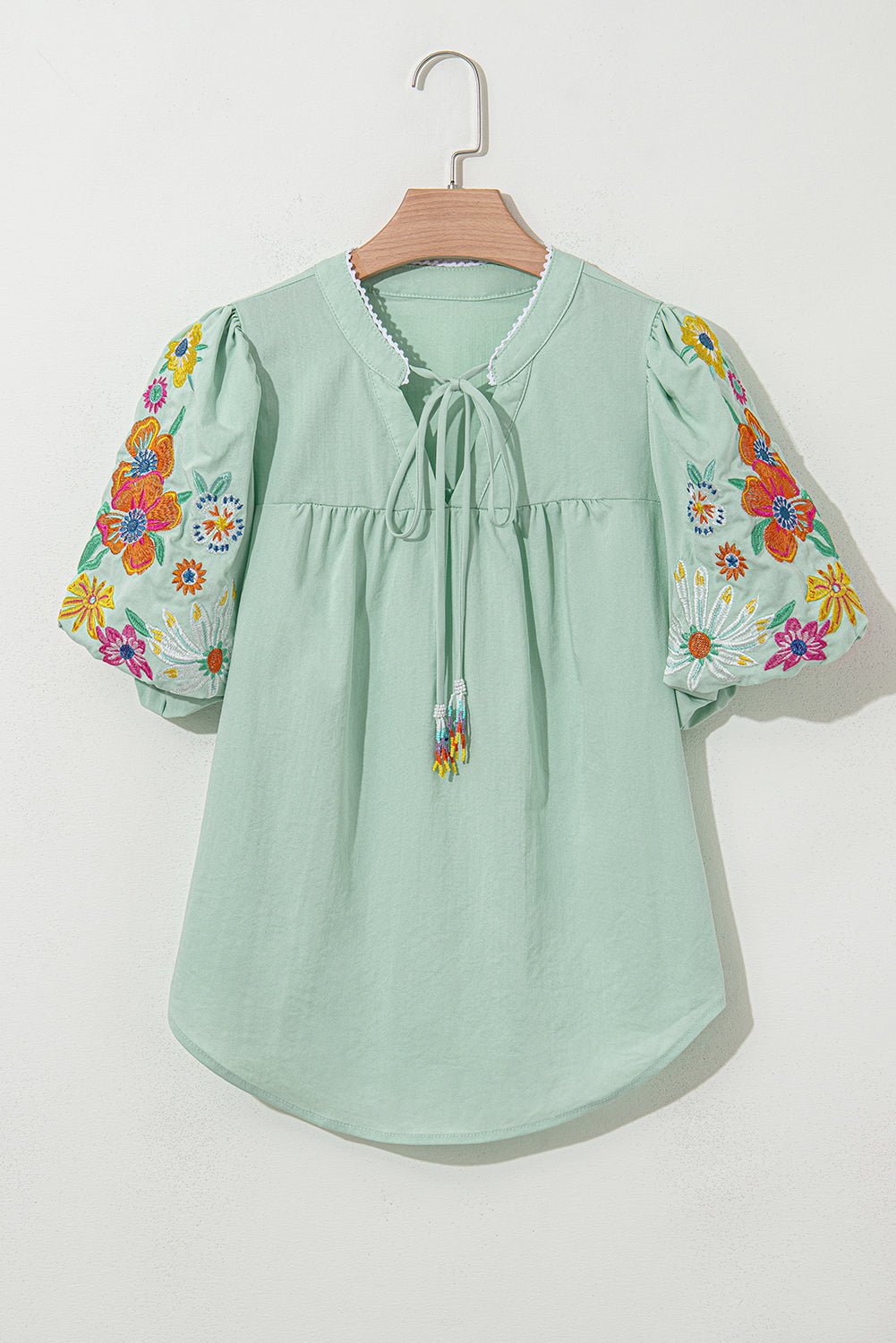 Embroidered Puff Sleeve Blouse