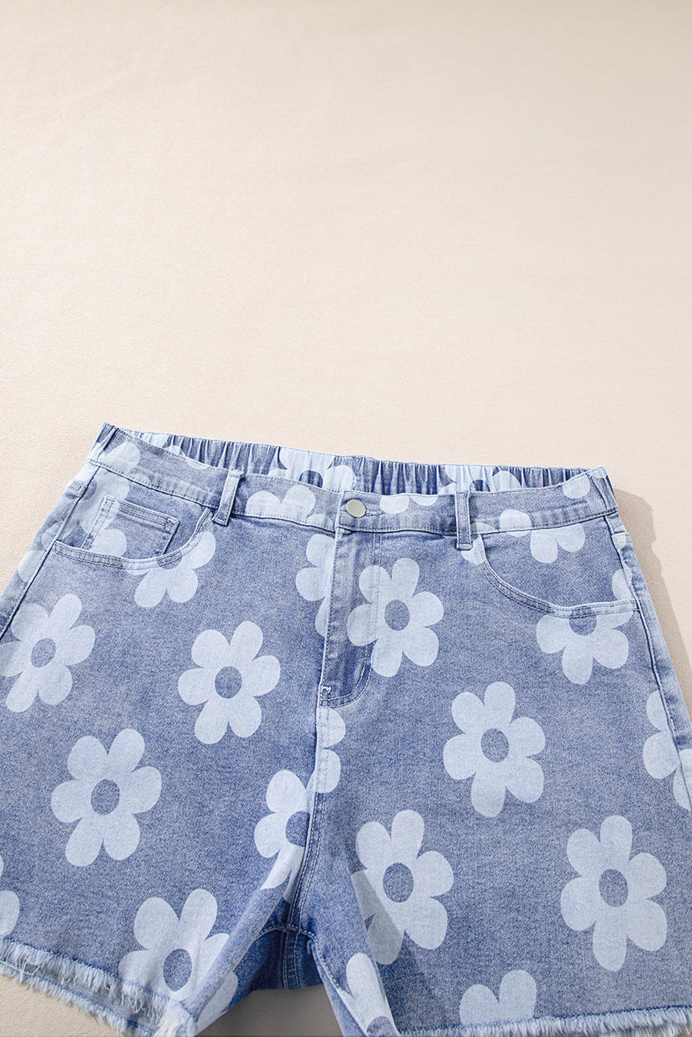 Ashleigh Blue Floral Pattern High Waist Curvy Denim Shorts