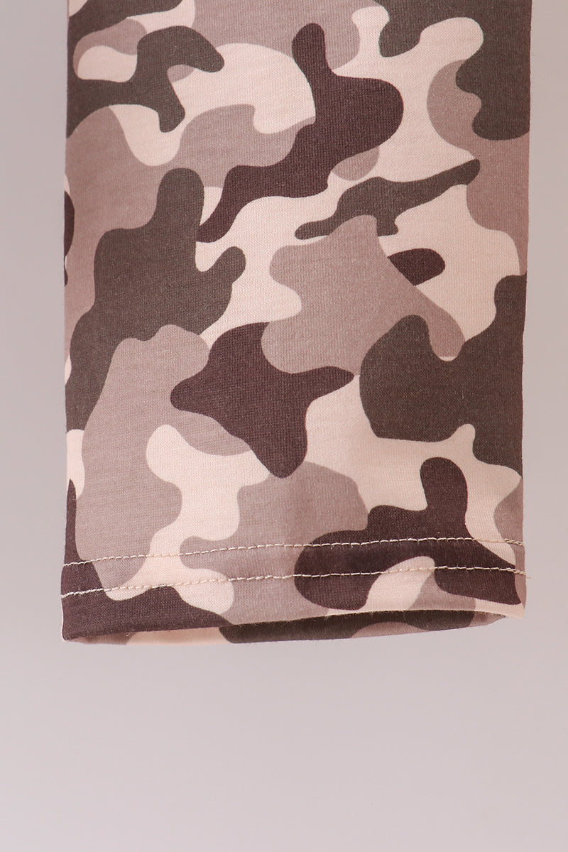 Camouflage duck embroidery ruffle pants set