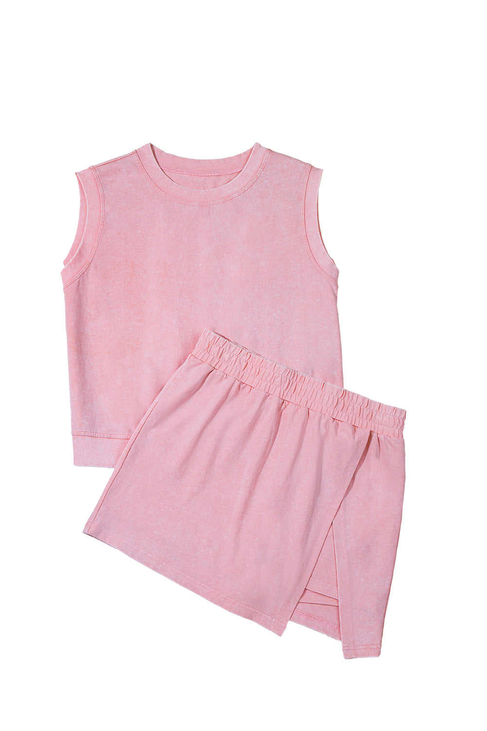 Mineral Wash Cotton Tank Top and Skort Set