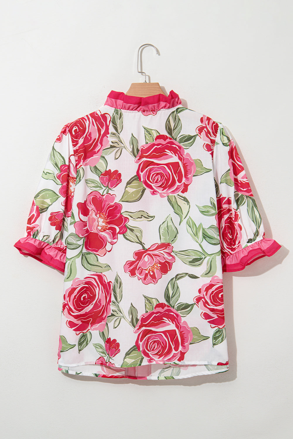 Give Me Roses Frilled Stripes Curvy Short Sleeve Blouse
