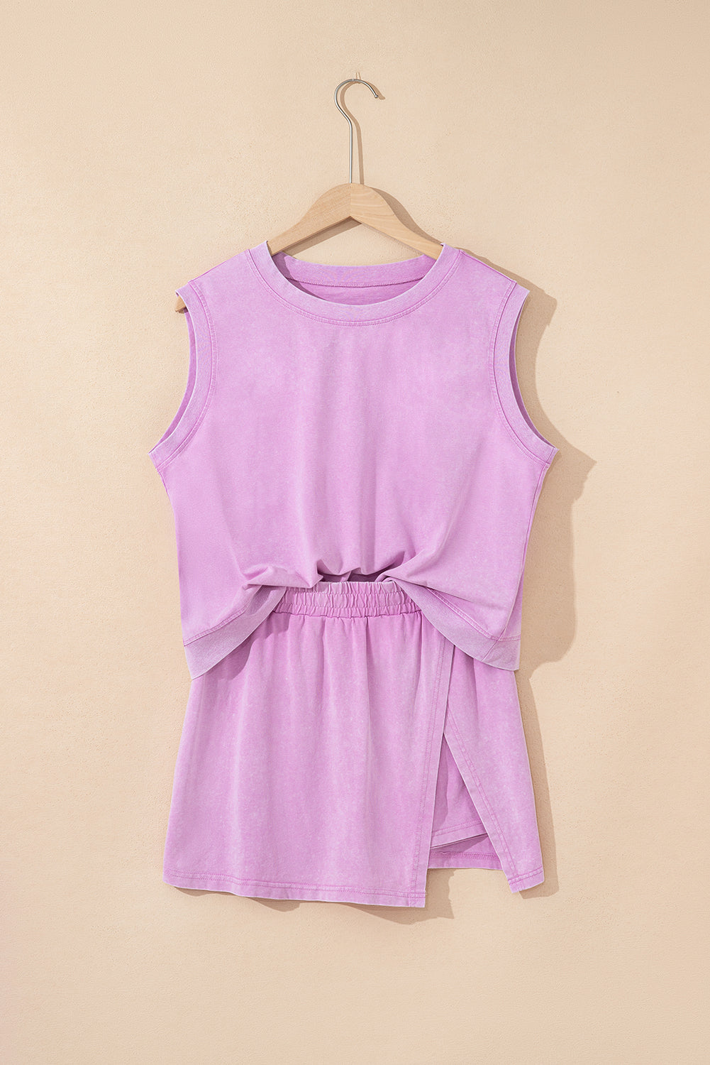 Mineral Wash Cotton Tank Top and Skort Set