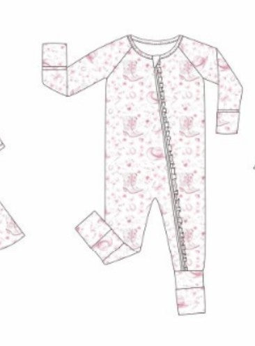 Premium pink boots bamboo romper