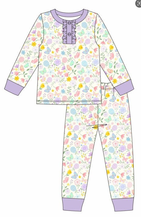 Premium butterfly garden bamboo pants set