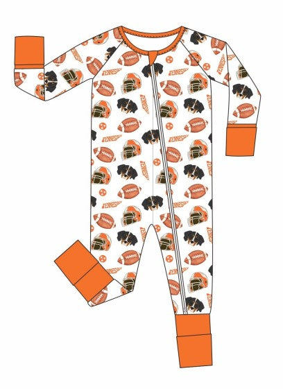 Premium orange Tennessee print bamboo romper