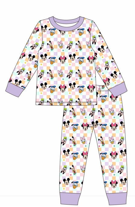 Premium purple character print bamboo pants set