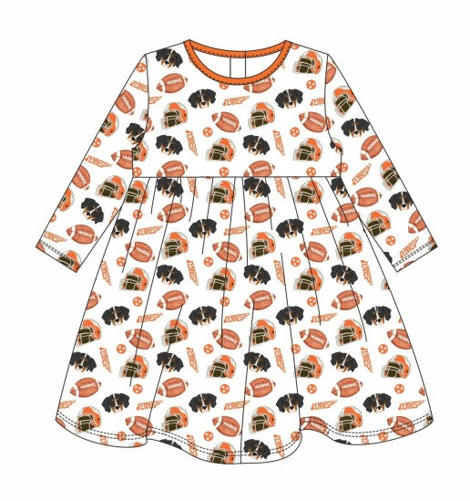 Premium orange tennessee print bamboo dress