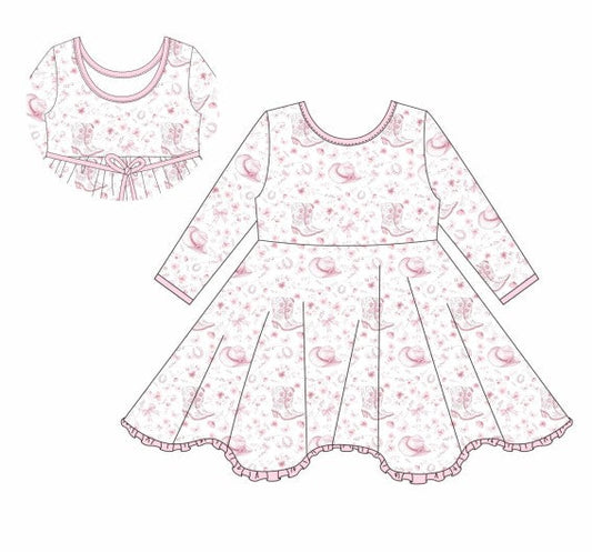 Premium pink boots bamboo dress
