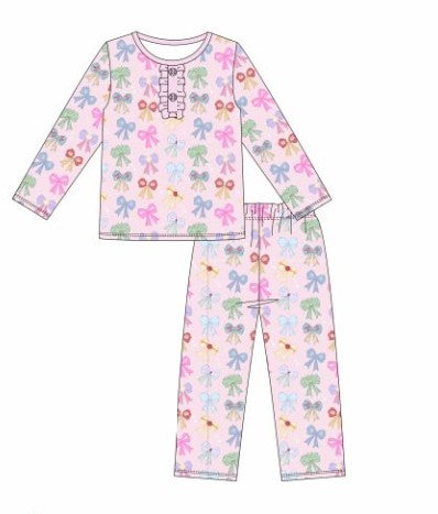 Premium whimsical bows bamboo pants set