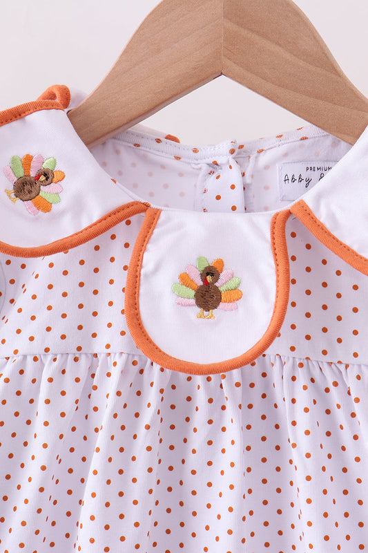 Premium orange turkey embroidery ruffle pants set