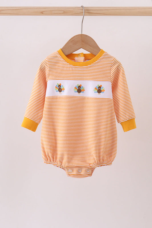 Premium orange turkey embroidery stripe bubble