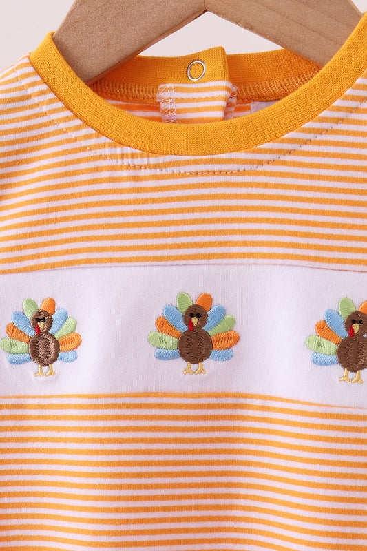 Premium orange turkey embroidery stripe bubble