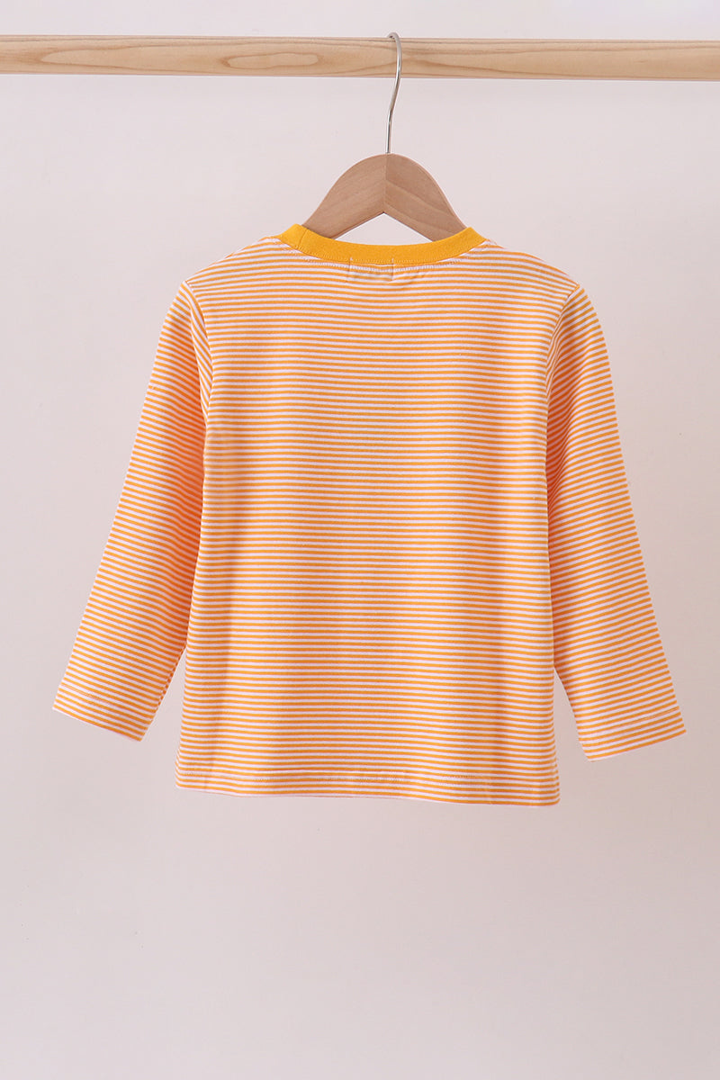 Premium orange turkey embroidery stripe top