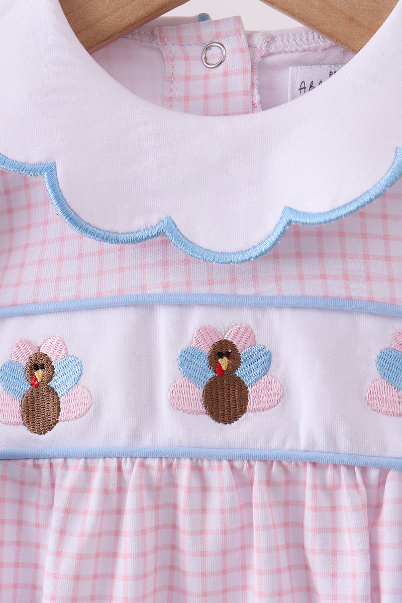 Premium turkey embroidery gingham bubble