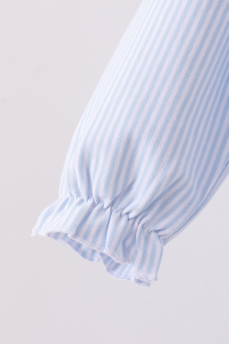 Premium blue stripe bow embroidery bubble