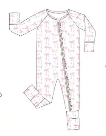 Premium tiny bow delight ruffle bamboo romper