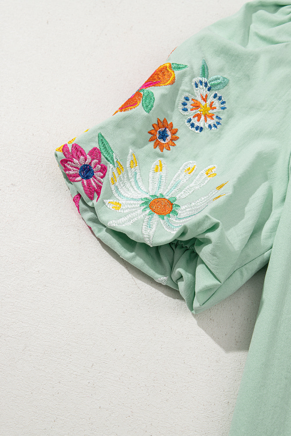 Embroidered Puff Sleeve Blouse