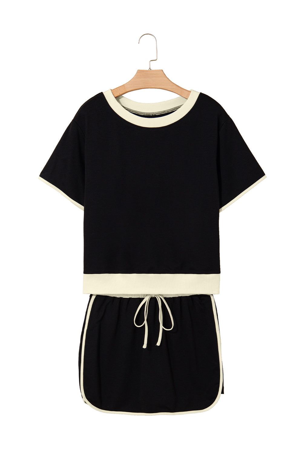 Bonbon Colorblock Edge Drop Shoulder T Shirt and Skort 2Pcs Set