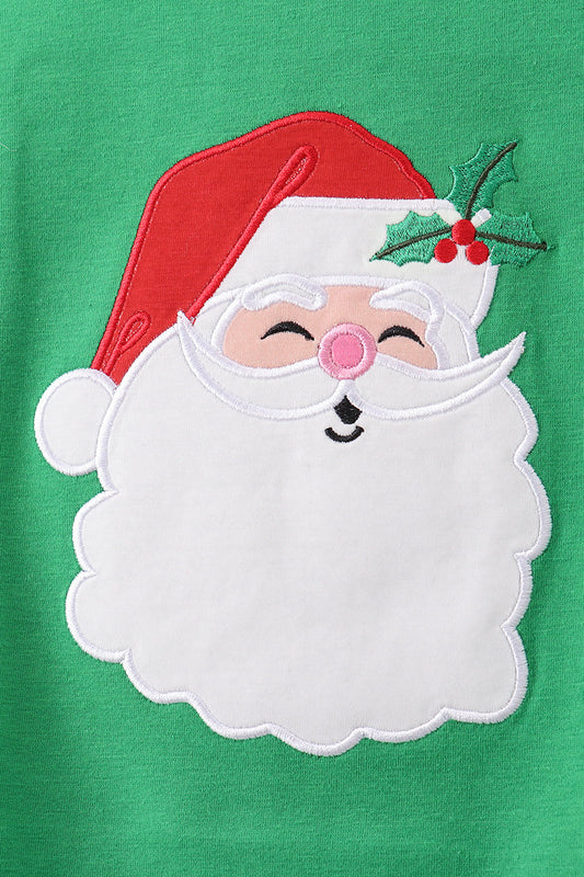 Green santa claus applique ruffle pants set