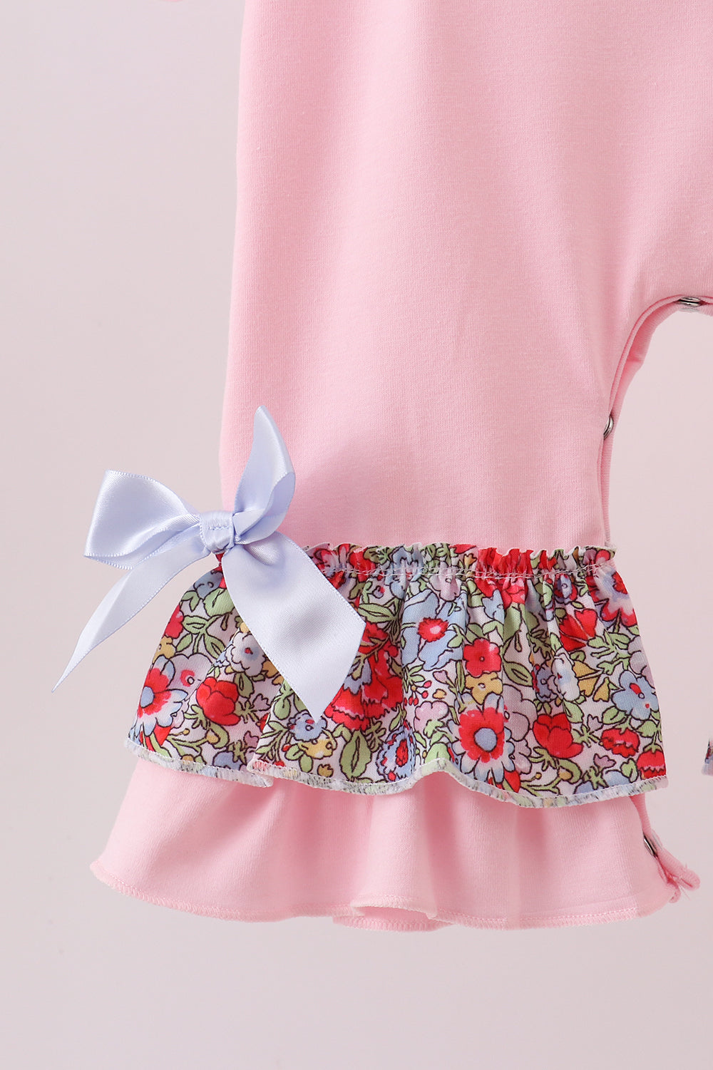 Pink christmas tree applique ruffle romper