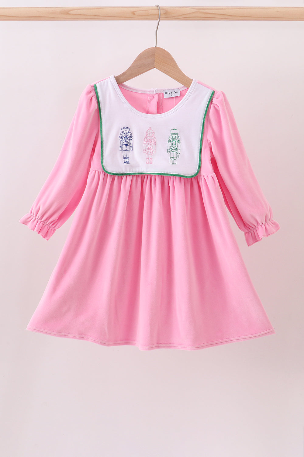 Pink nutcracker embroidery velvet dress