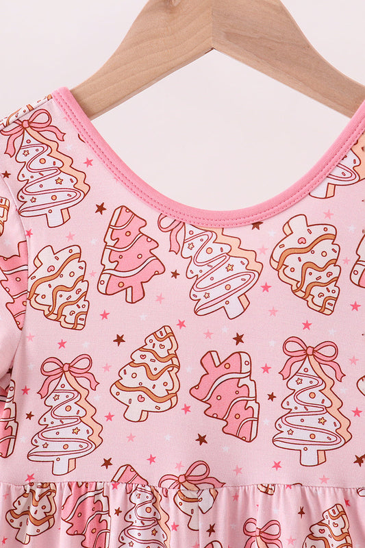 Pink christmas tree bamboo jumpsuit