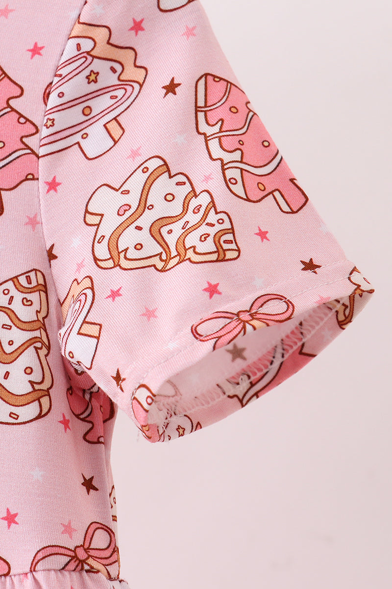 Pink christmas tree bamboo jumpsuit