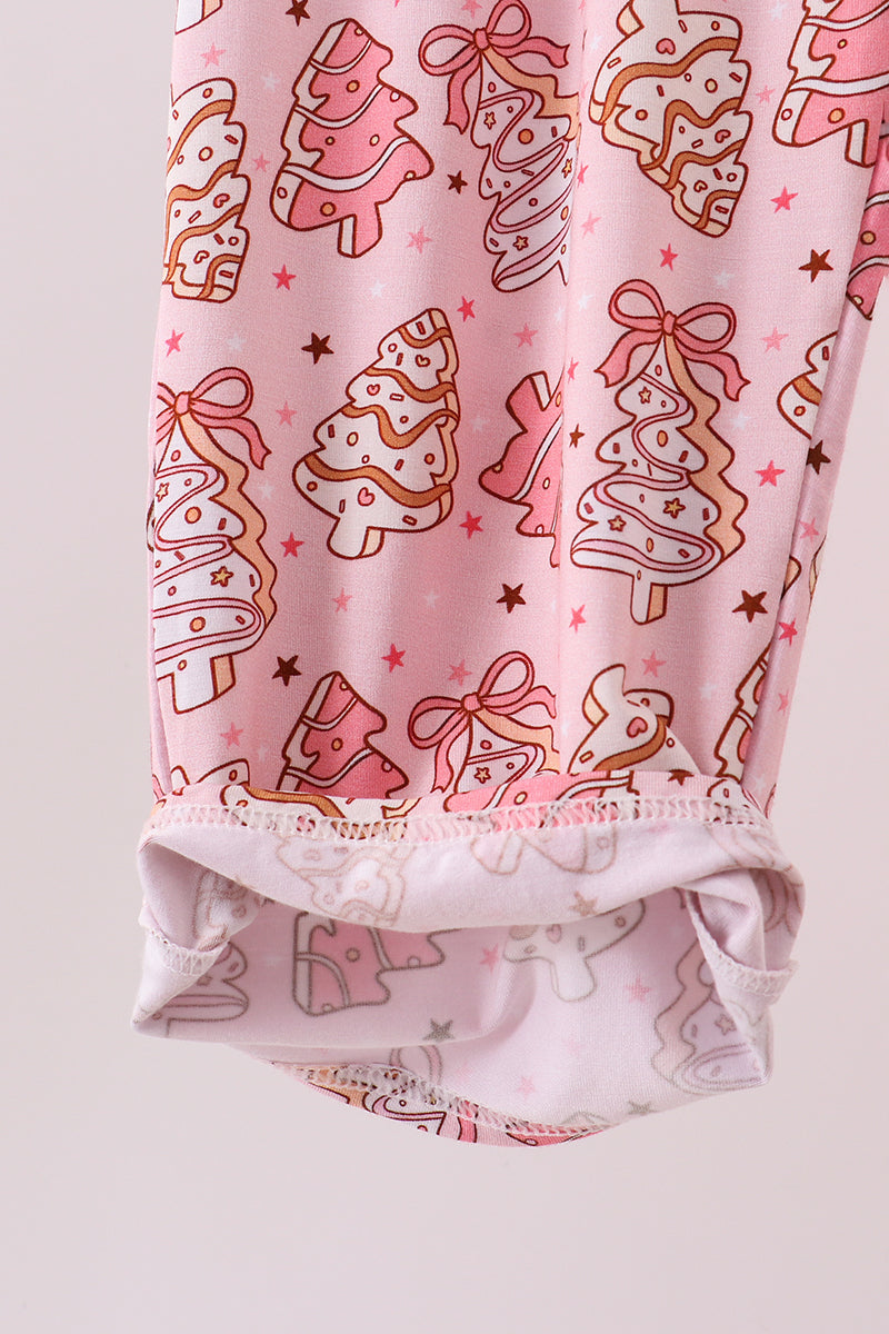 Pink christmas tree bamboo jumpsuit