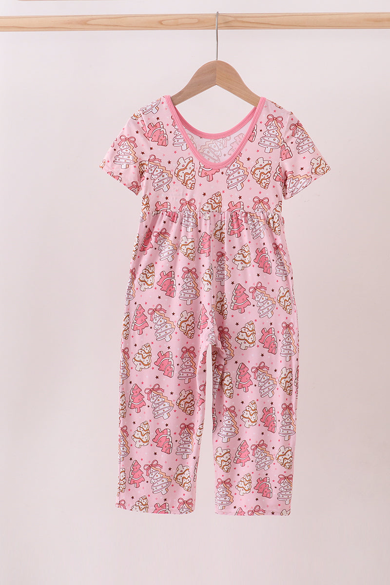 Pink christmas tree bamboo jumpsuit