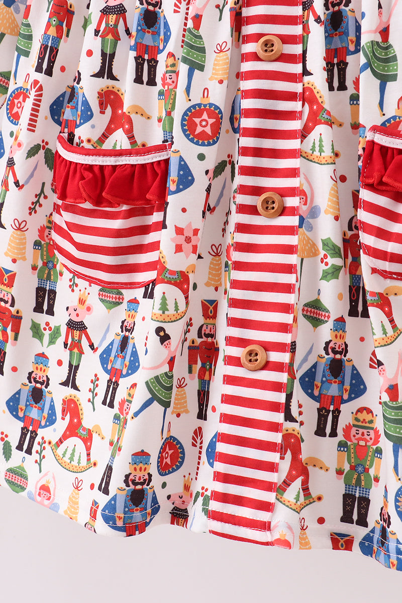 Red nutcracker print dress